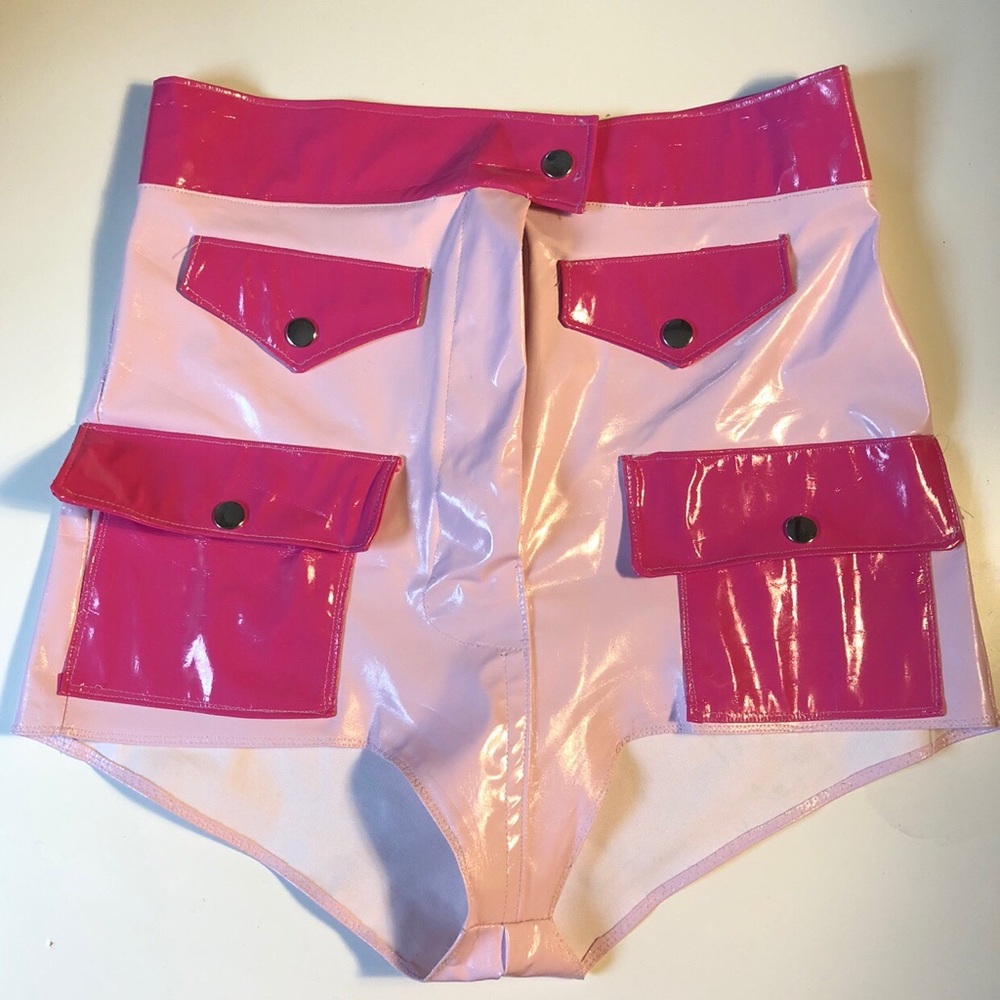 Pink PVC shorts